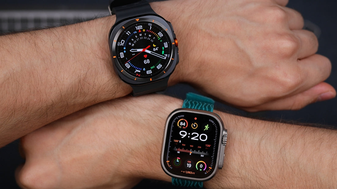 A couple of people that are holding onto some wrist watches