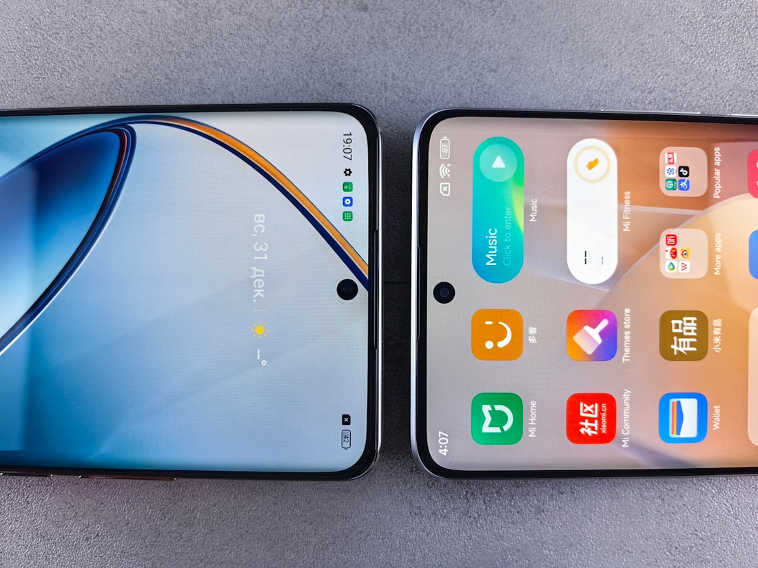 Two samsung phones side by side on a table
