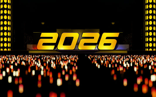The year 2026 displayed with festive lights